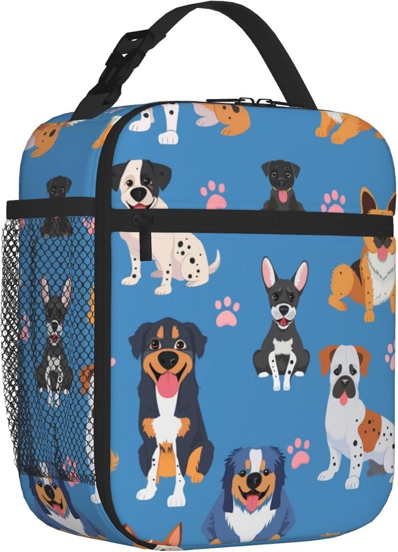 Lunch Box for Women Men, Cute Dogs Lunch Bags Cooler Bag, Insulated Meal Bag Food Container for School Work Picnic Travel