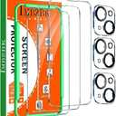 IMBZBK 3 Pack Screen Protector for iPhone 14 Tempered Glass with 3 Pack Camera Lens Protector, Accessories 9H Anti Scratch for Apple 14, 2.5D Curved, Case Friendly, Transparent