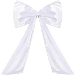 TONIFUL 24 x 42 Inch Giant White Bow Large Bow for Tree Room Wall Front Door Photo Backdrop Decor for Christmas Birthday Wedding Baby Shower Valentine Day Outdoor Decoration