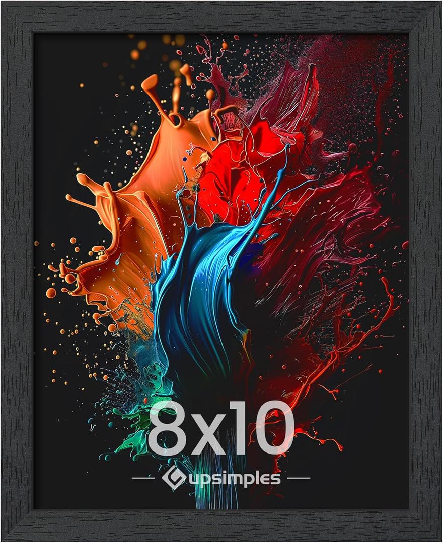 upsimples 8x10 Picture Frame, Wall Gallery Photo Frames with Engineered Wood, Black 1 Pack