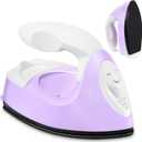 Honoson Mini Craft Iron Mini Heat Press Small Iron 3.93 x 2.36 x 2.76 in Portable Handy Tiny Flatiron with Charging Base Accessory for Fuse Bead Patch DIY Heat Transfer Vinyl(Light Purple)