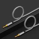 Tan QY 3.5mm Nylon Braided Aux Cable 40Ft, Audio Auxiliary Input Adapter Male to Male Cord for Headphones, Car, Home Stereos, Speaker, iPhone, iPad, iPod & More (40Ft/12M, Silver)