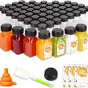 TOMNK 100pcs 4oz Juice Bottles, Reusable Small Shot Bottles with Lids, Labels, Funnel and Brush Beverage Containers for Juicing, Ginger Shots, Milk and Beverages (4 Ounce (105 Pack))