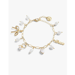 xo, Fetti Gold Bride Charm Bracelet | Pearl Bachelorette Accessory, Rhinestone Bridal Jewelry, Bach Party Decorations, Bridesmaid Gift, Wedding Chain Bangle