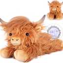 SuzziPals Heatable Coolable Weighted Highland Cow Stuffed Animal, Microwavable Stuffed Animals Peirod Heating Pad for Cramps, Cuddly Soft Plushies for Warmth & Companion, Highland Cow Gifts for Women