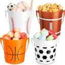 Qinyoung Sports Plastic Buckets Bulk with Handles 34 oz Treat Ice Bucket Bulk Reusable Cups for Soccer Baseball Basketball Football Sports Birthday Party Supplies(12 Pcs)