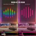 RGB+IC Led Recessed Lighting Kit Wall Panel Lights, 6PCS Smart Color Chasing Wood Slat LED Lights with Alexa & WiFi APP Control, DIY RGB Strip Lighting for Acoustic Panels, Game Room (15+22+35)