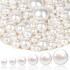 Tidponra 1470PCS Pearls for Crafting, Assorted Sizes Ivory No Hole Pearl Beads,Fake Pearls, Bulk for Floating Candles, Decoration, Vase Filler and Centerpieces