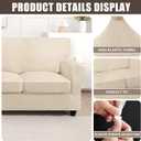 SearchI Stretch Sofa Cover Couch Cover, 3 Pieces Loveseat Slipcover with 2 Separate Cushion Cover, Washable Furniture Protector for Living Room(Loveseat, Beige)