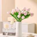 30 Pcs Tulips Artificial Flowers Fake Pink Flowers Latex Tulips Real Touch 13" Silk Flower for Spring Mother's Day Easter Gifts in Bulk Home Kitchen Wedding Decorations