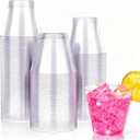 JOLLY CHEF 10 OZ Clear Disposable Plastic Cups, 100 Pack Heavy Duty Clear Plastic Cups Tumblers for Wedding, Thanksgiving, Halloween Christmas Party