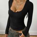 BTFBM Casual Long Sleeve T Shirts for Women Fall 2025 Ribbed Knit Slim Fit Solid Basic Tee Going Out Tops Blouse (Black, S)