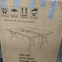 Fivenl 2 Pack 6 Feet Portable Folding Table Black, Steel Legs Fold-in-Half with Carrying Handle Rectangular Plastic Foldable Table for Party, Wedding, Camping, Picnic, Dining, Indoor Outdoor Events