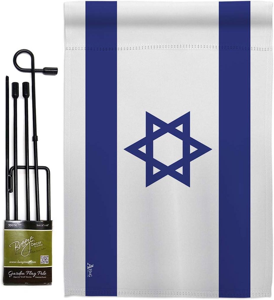 Israel Flag Bandera de Israeli Flag Pole Set Home Banner Yard Sign Room Post Gravesite Stand Cemetery Flagpole Outdoor Tapestry Grandma Gifts Grave Decor Jewish Decorations Made in USA