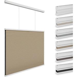 Custom Top Down Bottom Up Blackout Cellular Shades, Cordless Room Darkening Blinds for Indoor Windows, Pull Down Honeycomb Blinds Easy to Install, Beige, Size is 22"W x 64"H
