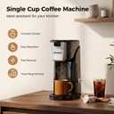 2-in-1 Single Serve Coffee Maker for K Cup Pods & Ground Coffee, 6 to 14 oz Brew Sizes, Compact Small Brewer with Dual Buttons, Adjustable Drip Tray for Travel Mugs, Silver