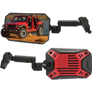 JOYTUTUS Red Mirrors Doors Off Compatible with Wrangler JL Gladiator JT 2018-2023, Side Mirrors with Ball Adapter Wider View No Vibrate & Wobble (NOT FIT 2024+ Wrangler & Gladiator JT)