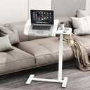 Overbed Bedside Table with Wheels,Tiltable Hospital Bed Table, Pneumatic Adjustable Overbed Table, Rolling Laptop Desk, Mobile Standing Desk for Bed, Couch, or Hospital Use, 24.21 inches x 15.75 inches x 42.72 inches