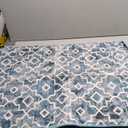 Wonnitar Moroccan Washable Area Rug - Small 2x3 Teal Distressed Entryway Rug Doormat Modern Geometric Non-Slip Throw Rug Faux Wool Floor Carpet for Bathroom Laundry Indoor Office (Teal, 2'x3')