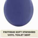 Soft Standard Vinyl Toilet Seat, Navy - 17 Inch Soft Vinyl Cover with Comfort Foam Cushioning - Fits All Standard Size Fixtures - Easy to Install Fantasia by Achim Home Decor
