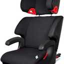 Clek Oobr High Back Booster Seat with Adjustable Headrest, Reclining Design, Latch System, and Retardant-Free Fabric (Railroad Ziip)