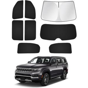 Windshield Sun Shade for 2022-2025 2026 Jeep Grand Wagoneer (Not for Jeep Wagoneer) Accessories Sunshade Side Rear Window Shade Cover Sun Visor Privacy Protection Keep Vehicle Cool Black 8PCS