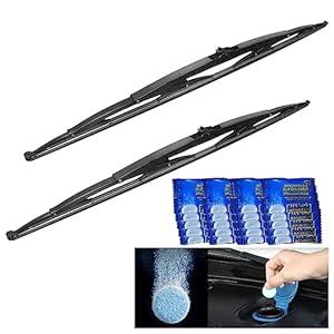 26 Inch Wiper Blade RV Pair or Motorhome rv windshield wipers 26 inch 12mm J Hook with 20 Pieces Car Concentrated Washer Tablets 26"/26"