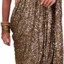 Brown Golden Bollywood Style Color Georgette Heavy Sequence Work Saree, Free Size