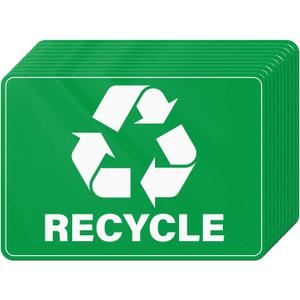 10 Pack Recycle Stickers 107 Inches Vinyl Green Weatherproof Self Adhesive Sign for Trash Cans Waste Bins Home Business