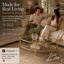 Honyee Oval Glass Coffee Table, 2-Tier Modern Coffee Table with Tempered Glass Shelves, Champagne Gold Metal Frame, Contemporary Center Table for Living Room, 44 x 22 x 15.75 Inch, 39.4" W x 23.7" D x 19.7" H