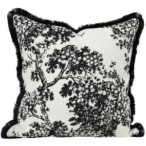 Croker Horse 20x20'' inches Throw Pillow Cushion Covers - Black Embroidery Pine Tree Luxury Modern Style with Tassel Couch Sofa Pillow Cover for Living Room Bedroom