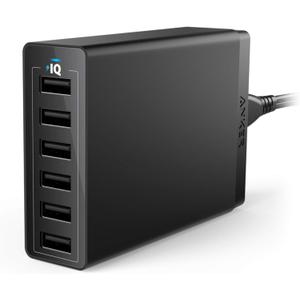 Anker Desktop Charger, 60W 6 Port USB Multiple Charging Hub, PowerPort 6 Multiple USB Charger, Campatible with iPhone, iPad, MacBook, Galaxy, LG, HTC, and More