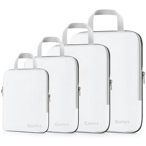 Gonex Compression Packing Cubes, 3pcs/4pcs Expandable Storage Travel Luggage Bags Organizers, Size: 4PCS (XL+L+M+S)