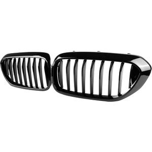 G30 Grille, Black Front Kidney Grille Grill Compatible with BMW 2017-2019 5 Series G30 M5 530e 530e xDrive 530i 530i xDrive 540i 540i xDrive, Gloss Black Single Slats