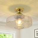 Bgfeoa Ceiling Lights,Vintage Ceiling Light 11.8 Inch Semi Flush Mount Ceiling Light E26 Amber Vintage Lights Fixture Ceiling for Closet Hallway Kitchen Dining Room 1 Light