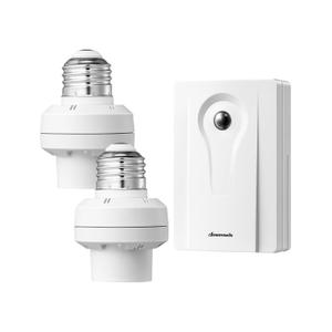 DEWENWILS Light Sensor Socket, Dusk to Dawn Sensor Socket with Sensor, 50M Signal Range, E26/ E27 Base Automatic Dusk to Dawn Light Socket for Porch Light Floodlight, 1 Sensor + 2 Light Sockets