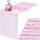 Remagr 6 Pcs Iridescent Pink Sequin Table Runner 12 x 72 Inch Mermaid Table Runner Glitter Sequin Sparkly Desk Cover for Wedding Birthday Party Ceremony Supplies Decor