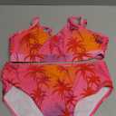 Girl's 2 Piece Swimsuit Spaghetti Strap Cute Bikini High Waisted Bathing Suit Swimwear Size 8-12 (Coconut Tree)