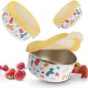 Stainless Steel Snack Containers with Silicone Lids, Stackable Easy Open Leak Proof Snack Food Containers Metal Lunch Boxes for Office, Home, School and Travel (18oz/10oz/5.5oz)