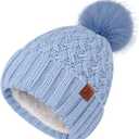 FZ FANTASTIC ZONE Winter Beanie Hats for Women with Fleece Lined Knitted Warm Womens Pom Pom Hat Chunky Cable Skull Cap Gifts