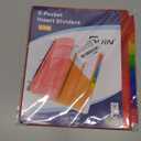 SUIN 8-Tab Insertable Binder Dividers with Double Pockets - Translucent Plastic Page Separators for 3 Ring Binder, Front & Back Storage, Durable Poly, Letter Size, Rainbow Colors, 12-Pack