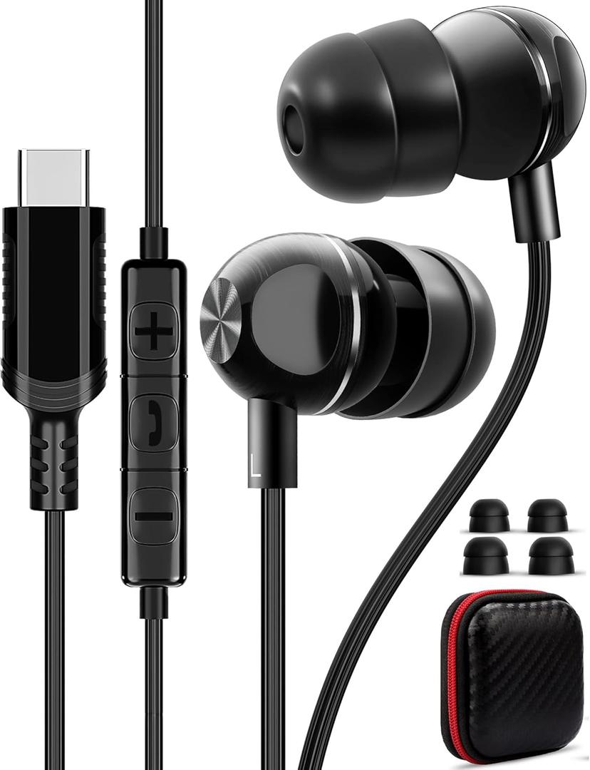 USB C Headphone for Samsung A53 S54 S22 S23 S21 S20 FE Wired Earbuds Magnetic in-Ear Type C Earphone with Microphone Stereo Noise Canceling for Galaxy Z Flip 5 Fold 4 Pixel 7 6 6a 7a OnePlus (Black) USB C Headphone for Samsung A53 S54 S22 S23 S21 S20 FE Wired Earbuds Magnetic in-Ear Type C Earphone with Microphone Stereo Noise Canceling for Galaxy Z Flip 5 Fold 4 Pixel 7 6 6a 7a OnePlus (Black)