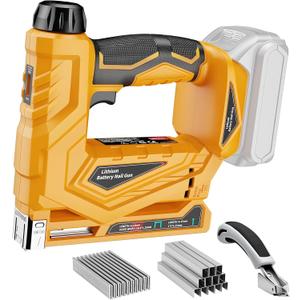 Cordless Nail Gun for Dewalt 20V Battery (No Battery), 2-IN-1 Electric 18GA Brad Nailer & T50 Crown Stapler, Battery Powered Staple Gun with 1000 Staples and 1000 Nails for Woodworking & Family DIY