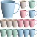 Zopeal 16 Pack Wheat Straw Plastic Coffee Cups Mugs 10 Oz Reusable Plastic Cup Mug with Handle Lightweight Microwavable Dishwasher Safe Unbreakable for Tea Milk Water Juice Coffee (Multicolor) (Assorted)