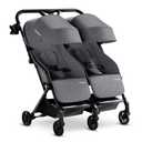 Mompush Lithe Double Stroller for Infant and Toddler, Lightweight Side by Side Twin Stroller, Only 25 lbs, 30-Inch Slim Fit Through Doorways, One-Step Fold, Independent Recline, UPF 50+ Canopy