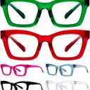 BFOCO Reading Glasses Metalless Screwless Spring Hinges Cat-Eye 6 Pack Readers for Women +2.00