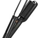 BEAUXMILE Hair Straightener Brush, Hair Straightening Iron with Dense Bristles, Ceramic Flat Iron Comb for Woman, Fast Heating, Dual Voltage, 30+ Temps, for All Hair Types, Black