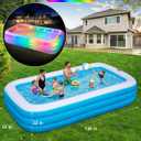 Inflatable Pool for Adults and Kids, 130"x72"x22" Full Size Inflatable Pools with Lights & Pump, Large Blow Up Pool for Family, Thickened Inflatable Swimming Pool for Outdoor Backyard