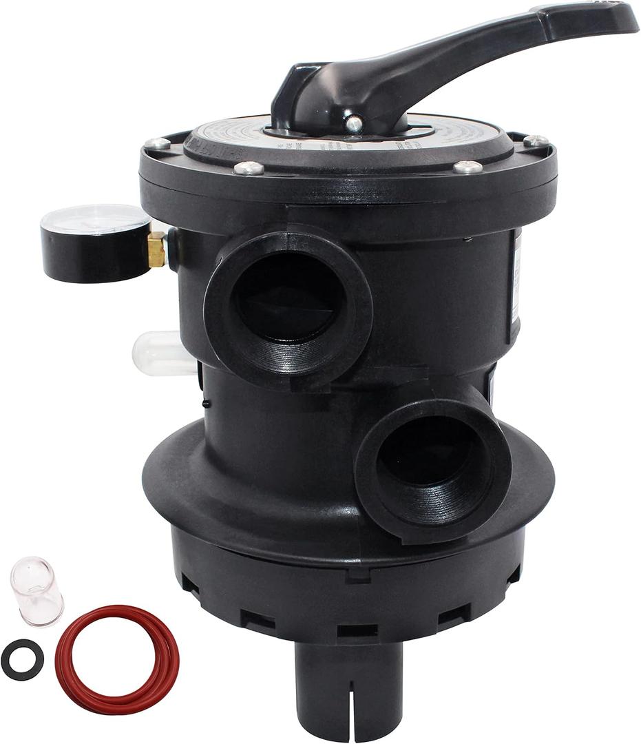 TIROAR SP0714T Top-Mount Multi Port Valve Compatible with Hayward VariFlo,Replacement for Hayward Above-Ground Pro or VL 210 Series Sand Filter1-1/2 Seven Position Control ValveBlack