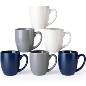 AmorArc 16oz Coffee Mugs Set of 6, Large Ceramic Coffee Mugs for Man, Woman, Dad, Mom, Modern Coffee Mugs with handle for Tea/Latte/Cappuccino/Cocoa, Dishwasher&Microwave Safe, Multi-Color